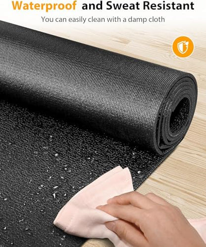 Foldable Rubber Treadmill Mat - Exercise Bike Mat with Waterproof | Non-Slip, Shock Absorption, Exercise Equipment Mat, Protect Floor, for Home Gym Workout, for Bike/Elliptical, Mat for Carpet - size: 68"L x 26.8"W x 0.2"Th