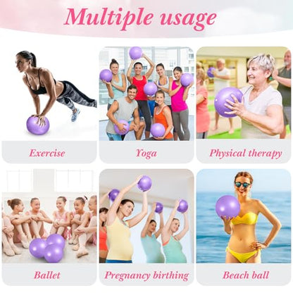 Aoriher 10 Pcs Small Pilates Ball Bulk 9 Inch Mini Yoga Ball - color: purple