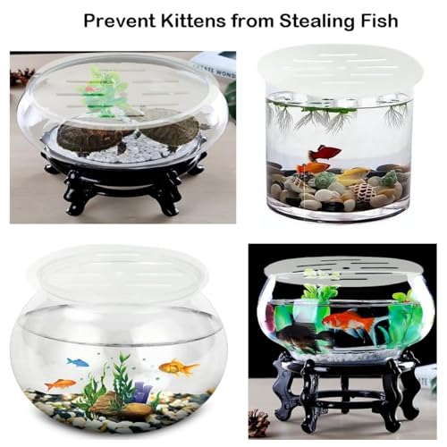 Round Aquarium Cover Lid, 7.5 Inch Clear Acrylic Fish Tank Lid, Anti Jump Cover for Turtle Reptile Shrimp Tank, Tank Top Protector with Handle