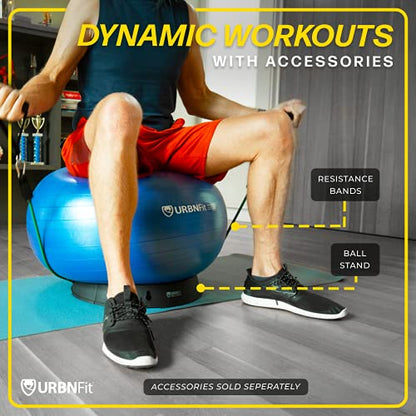 URBNFit Yoga Ball - Anti-Burst Exercise Ball Large - color: Blue, size: XL (28" - 30") 75cm