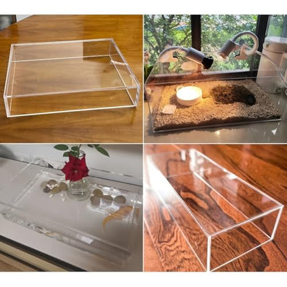 Zfmnoyev Acrylic Water Tank Shallow Sink Tray, Photography Props Display Cabinet, Photography Tray for Shooting Low Water Tank, Table Storage Box(70x70x6cm/28x28x2in) - size: 70x70x6cm/28x28x2in