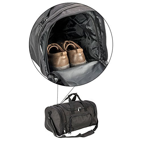 Gym Duffel Bag for Men Sports Duffel Bag with Shoe Compartment (BLACK-Model A) - color: BLACK-Model A