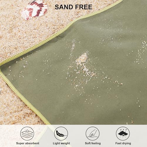 Rainleaf Microfiber Towel Quick Dry Camping & Travel & Gym Towel. Compact - color: Army Green, size: 24.00" x 12.00"