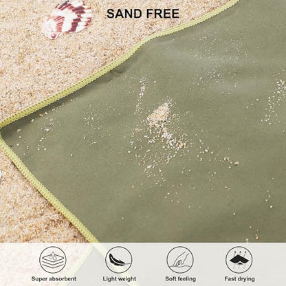 Rainleaf Microfiber Towel Quick Dry Camping & Travel & Gym Towel. Compact - color: Army Green, size: 24.00" x 12.00"