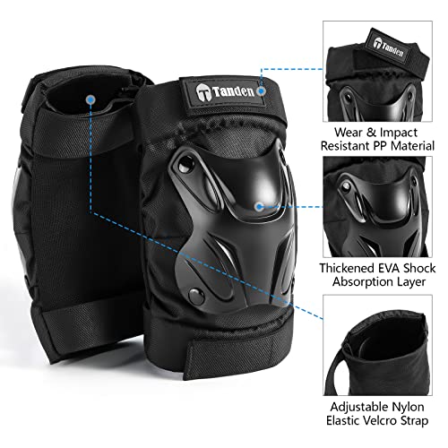 Tanden Skating Protective Gear Knee and Elbow Pads Wrist Guards for Roller Skating Skateboarding, Skate Pads Adult Knee Pads - color: Black, size: Adult (14+ years)