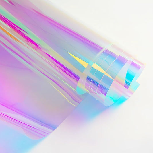 Iridescent Window Film, Holographic Window Tint Decorative Dichroic Film Colored Rainbow Film for Craft DIY Christmas Party Decor - color: Blue, size: 17.7inch X8.2feet
