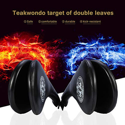 Taekwondo Kick Pad Target PU Leather Double-Sided Training Pad 15.4x7.7in for Karate Kickboxing Martial Arts Practice with Wrist Strap