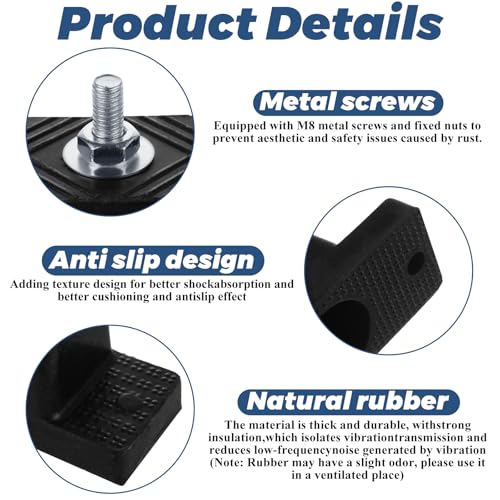 12 Pack Rubber Vibration Isolator Mounting Bracket with 12pcs Rubber Pads, Anti Vibration Pads Rubber Vibration Isolator Pad, Rubber Air Conditioner Mounting Pads