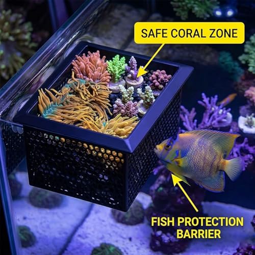 Floating Coral Frag Rack and Fish Isolation Box for Saltwater Reef Tank, 4x6 Inch Saltwater Coral Frag Holder with Magnetic or Suction Mount, Floating Anemone Holder and Isolation Cup for Reef Tanks