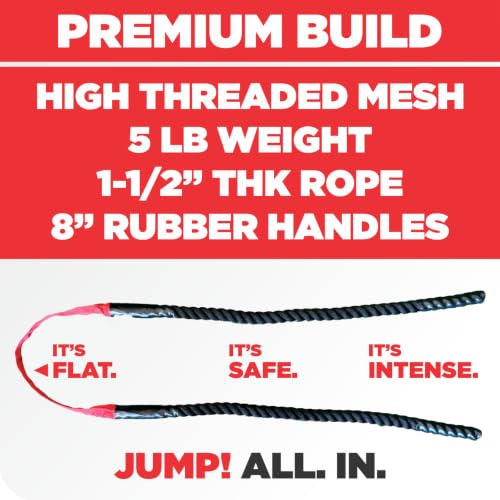 FLATROPE 5 lb Ankle-Safe Weighted Jump Rope, Adjustable Flat-Mesh Design - color: Black, size: 120"