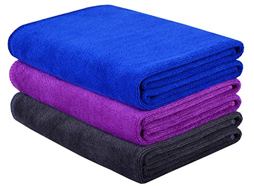 HOPESHINE Gyms Towels for Men & Women Microfiber Exercise Fitness Home Absorbent Sweat Yoga Towels Sports Towels Soft Fast Drying 16inch x32inch 3-Pack - color: Blue+purple+grey 3-pack