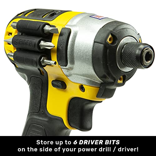 Spider Tool Holster - BitGripper v2 - Pack of Two - High Strength 3M Adhesive Drill add-on for Easy Access to six Driver bits on The Side of Your Power Drill or Driver! - color: (2) Bitgripper V2