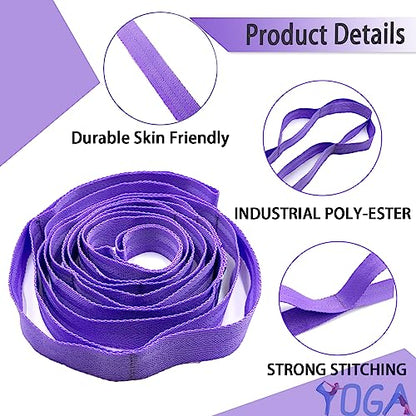 Stretching Strap Yoga Strap with Loops for Physical Therapy, Non-Elastic - color: Purple+Purple