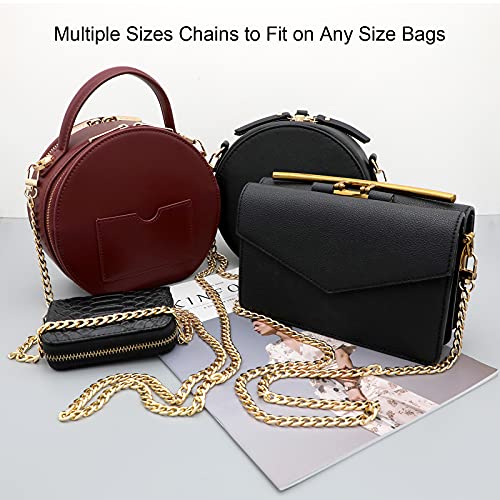 RAPUDA 4 Pieces Different Sizes Iron Replacement Flat Chains Iron, Metal Chain Strap for DIY Purse Handbag Shoulder Crossbody Bag Clutch (15.4 Inch, 23.6 Inch, 31. 4 Inch, 47.2 Inch) Gold - color: Gold