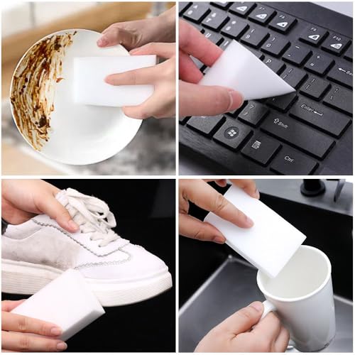 (50 Pack) Eraser Sponge SmilePowo Maigc Cleaning Sponge Eraser Melamine Sponges in Bulk Boat Eraser Multi Surface Scrubber Foam Cleaning Pads - Bathtub, Floor, Baseboard, Bathroom, Wall Cleaner