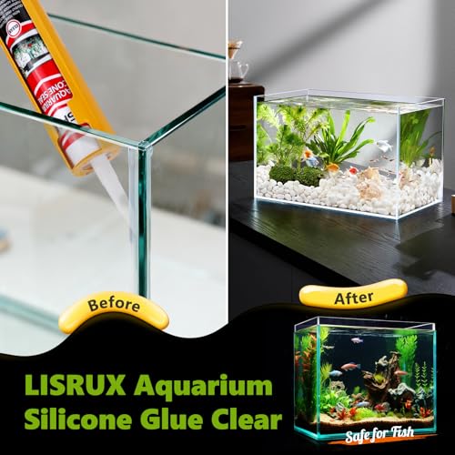 12 Pack Aquarium Silicone Clear Sealant, High Elasticity, Safe for Fish,Fast Curing Waterproof Aquarium Safe Silicone,10 Fl Oz Non-Toxic Fish Tank Safe Sealant,Strong Adhesion - size: 12P