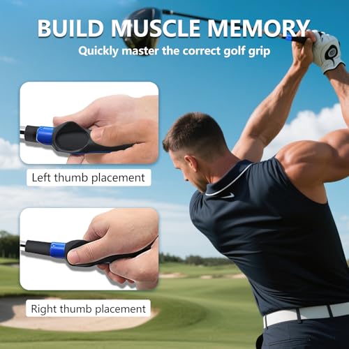 Golf Grip Trainer for Right-Handed Golfers – Golf Training Aid for Proper Hand Placement, Build Muscle Memory & Improve Swing Consistency, Golf Club Grip Trainer for Drivers, Irons & Wedges