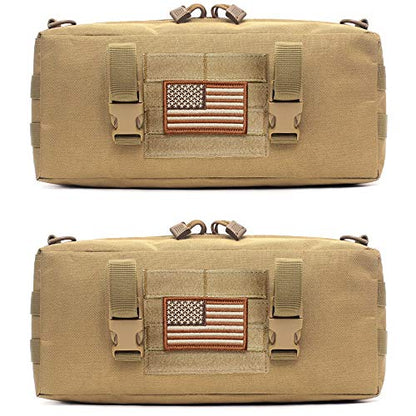 WYNEX Large Molle Pouch, Side Admin Sustainment Pouch for Tactical Backpack | Molle Attachments Bag, Vertical Pack for Military Assault Backpack Army Rucksack, with Shoulder Strap for Use as Sling Bag - color: Khaki (upgraded) - 2 Packs