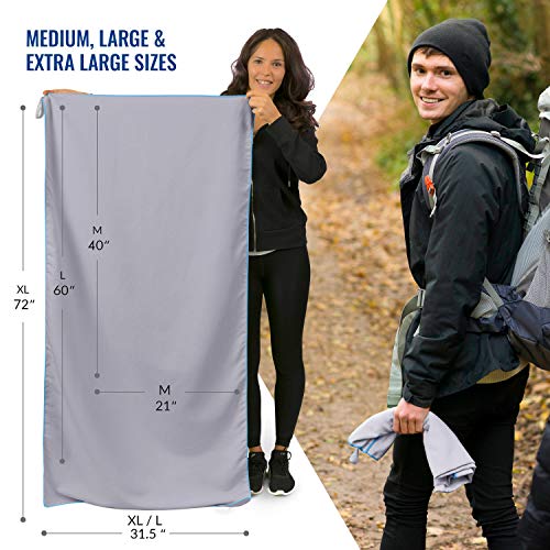 VENTURE 4TH Quick Dry Travel Towel, Ultra Soft Microfiber - 3 Sizes - color: Gray Blue, size: 72.00" x 31.50"