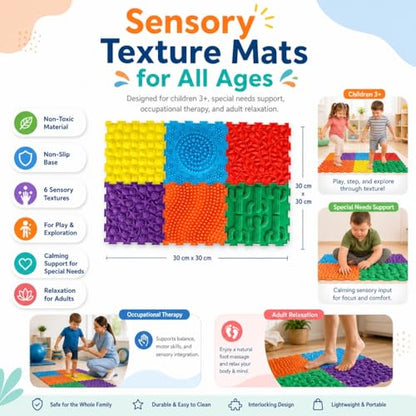edusense TPU Sensory Floor Mats - Textured Tactile Tiles for Kids - color: Classical