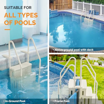VINGLI Pool Ladder for Above Ground Pools 4-Step, Safety Stair - Full Beige - color: Full Beige, size: 4 Steps