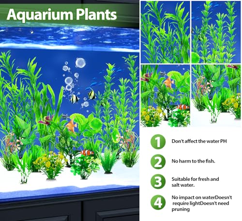 12pcs Fish Tank Accessories Aquarium Decorations Green Plants, Green Fish Tanks Decoration Plants, Fish Tank Decor, Aquarium Decor Plastic Plants