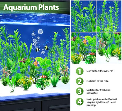 12pcs Fish Tank Accessories Aquarium Decorations Green Plants, Green Fish Tanks Decoration Plants, Fish Tank Decor, Aquarium Decor Plastic Plants