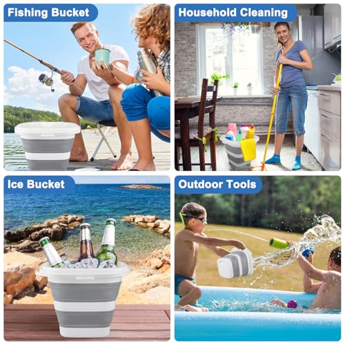 Car Wash Bucket 5L, Collapsible Bucket for Cleaning Supplies, Folding Mop Buckets Water Storage Containers for Camping Gardening Finishing Beach Outdoor RV Sink Wash Basin Ice Tub Swamp Emergency Prep