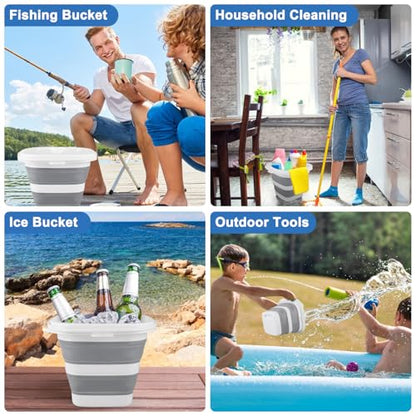 Car Wash Bucket 5L, Collapsible Bucket for Cleaning Supplies, Folding Mop Buckets Water Storage Containers for Camping Gardening Finishing Beach Outdoor RV Sink Wash Basin Ice Tub Swamp Emergency Prep