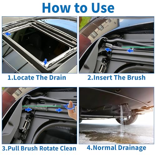 Auto Sunroof Drain Cleaning Tool, 118 Inch Long Flexible Tube Cleaning Brush, Drain Brush Pipe Cleaners for Car Sunroof Windshield Wiper Drain Hole
