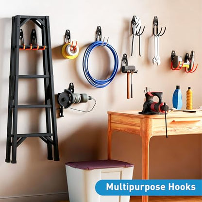 GeeWatom Garage Storage Utility Hooks，Garage Garden Tool Organizer，Steel Wall Mount Hooks, Large Garden U Hooks （2 Pack） - color: Black