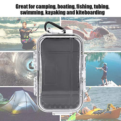 Small Waterproof Storage Case, Outdoor Survival Waterproof Dry Box Protective Case Shockproof Airtight Carry Box Container Floating Hard Shell for EDC Tools Phone Keys Watches Travel Fishing - color: transparent