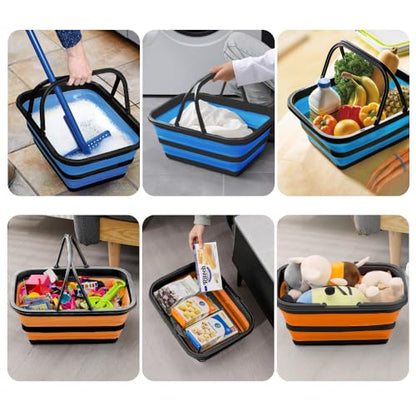 Monozuki Collapsible Sink 4.8Gal/18.1L, Heavy Duty Foldable Basin with Handles for Camping, Car Wash, Kitchen – Also Use as Storage Basket for Home, Garage, RV(Blue) - color: Blue(4.8 Gal/18.1l)