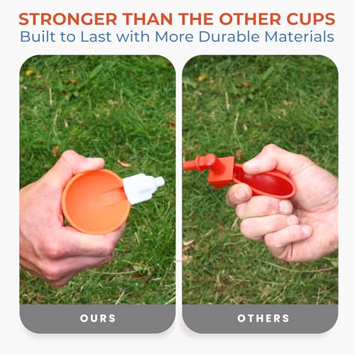 Lil'Clucker Large Automatic Chicken Waterer Cups with 1/2" PVC Tee Fittings - Chicken Water Cups, Chicken Water Feeder, for Chicks, Duck, Goose, Turkey - Poultry Waterer Feeder Kit (Orange, 5-Pack) - size: 5-Pack