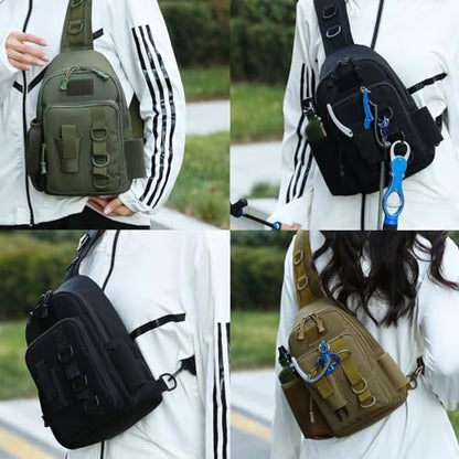 Fishing Sling Bag - Small Fishing Tackle Storage Bags with Rod Holder(Green)
