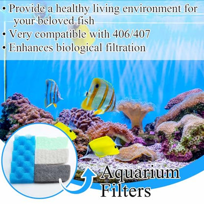 52 Pcs Replacement Filter Media Kit Compatible with Fluval 406/407 Aquarium Filters Include 12 Biological Foams Ammonia Remover Phosphate Pads Nitrite Remover, Towel and Grease - style: 406/407