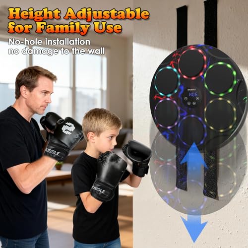 Music Boxing Machine for Kids & Adults - Wall Punching Pad with Lighting, 9-Speed Bluetooth Boxing Game with Gloves, Wall Mounted Exercise Equipment, 2026 Upgrade Boxing Equipment for Kids Age 6+ - color: Lightning