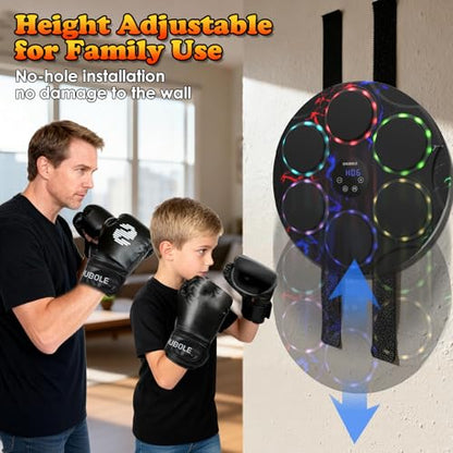 Music Boxing Machine for Kids & Adults - Wall Punching Pad with Lighting, 9-Speed Bluetooth Boxing Game with Gloves, Wall Mounted Exercise Equipment, 2026 Upgrade Boxing Equipment for Kids Age 6+ - color: Lightning