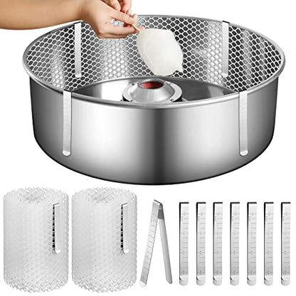 2 Sets Cotton Candy Mesh and Clip Stabilizer Kit White Reusable Cotton Candy Machine Supplies Compatible with Floss Maker for Kitchen - size: 7.1 x 63 Inches