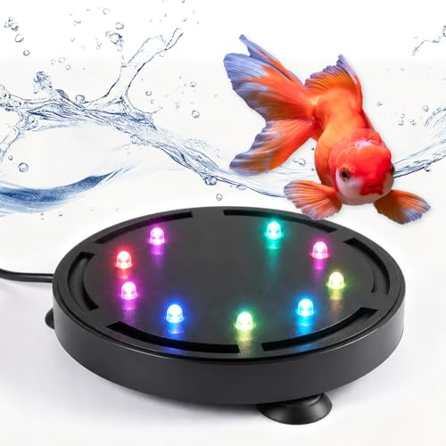 Fish Tank Bubbler with Multi-Colored Aquarium LED Light & Air Stones for Aquarium Decoration Oxygenation