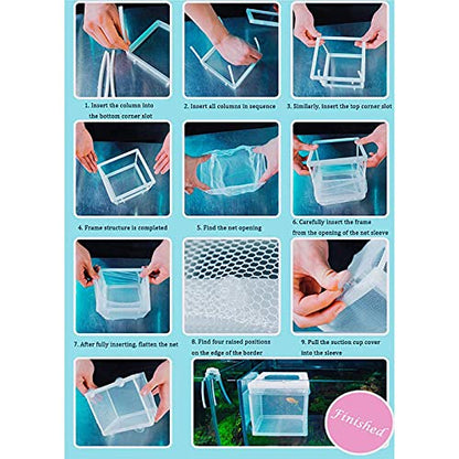 Still Awake Aquarium Fish Breeder Box, Fish Isolation Box, Hatching Box, Juvenile Fish Spawning Incubator, Water Isolation Net Hatcher, Nylon Mesh Fish Fry Hatchery Separation Net（White S）