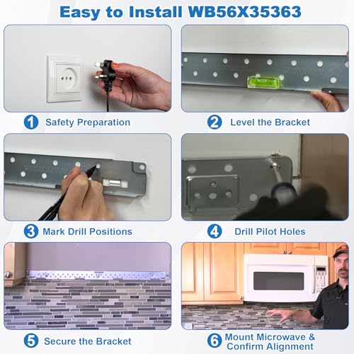 BigHead WB56X35363 Microwave Mounting Bracket Assembly Replacement for GE Microwave Oven | Includes Column Level & WB02X35527 Screws | Replaces AP6986668 PS16216996 WB56X10669