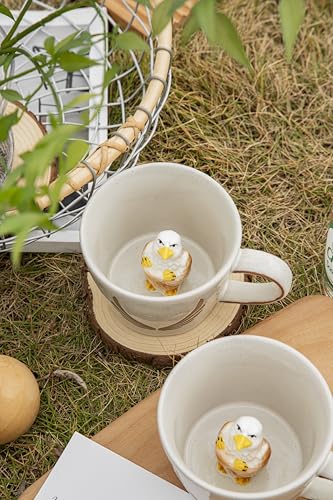 DIHOclub Eagle Coffee Cup Ceramic 3D Wild Animal Inside Mug,Cute Cartoon Handmade Figurine Mugs,Holiday and Birthday Gift for Coffee Milk Tea Lovers,12 OZ(Grey Eagle) - color: Grey Eagle