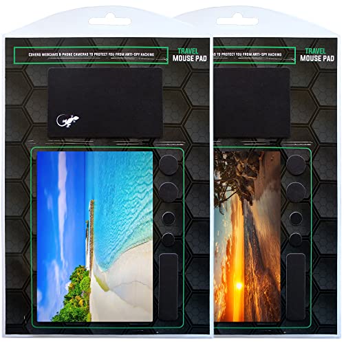 Mouse Pad Adhesive Bottom - Sticks to Any Surface - Portable - Webcam Covers and Screen Cleaner Included (2 Pack - Beach Set) - color: 2 PACK - BEACH SET