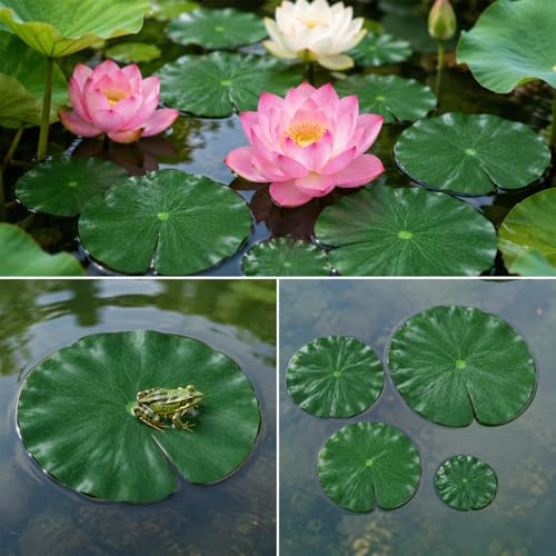 16 Pcs Lily Pad Decor, Lily Pad, Artificial Floating EVA Lotus Leaves for Koi Fish Pool Patio Aquarium (Green)