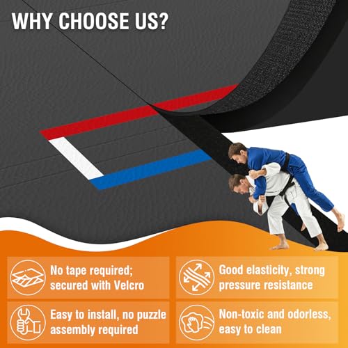 300x300cm Jiu Jitsu Wrestling Mats for Home Foldable XPE Jiu Jitsu Floor Exercise Mat Waterproof 1.18in Thick for BJJ MMA Martial Art Boxing Grappling and Judo