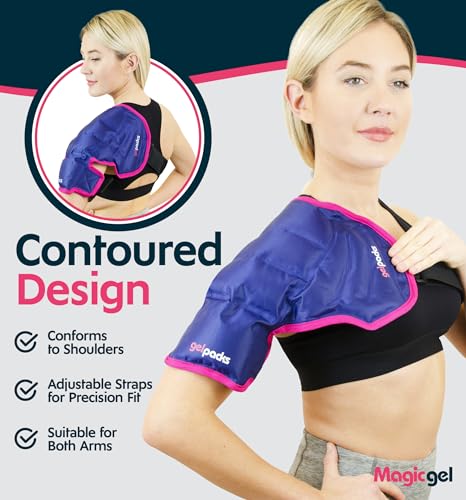 Magic Gel Ice Pack | Reusable, Flexible & Long Lasting for Rotator Cuff Injuries, Bursitis and Swelling | Hot or Cold Therapy Compression Wrap for Left or Right Shoulder - style: Shoulder Ice Pack Small