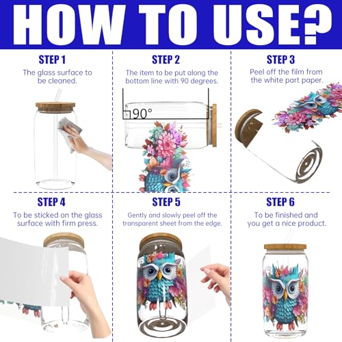 UV DTF Cup Wrap Transfer Stickers, 4 Sheets Owl Rub On Transfers for Tumblers Water Bottles Glass Cups Mugs Ceramics - style: Owl