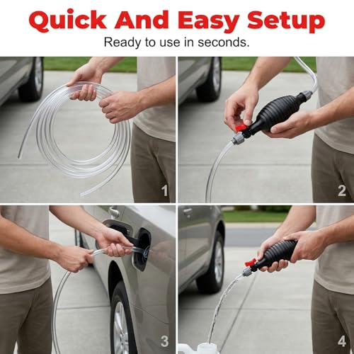 Multifunctional Liquid Siphon Pump with Self-contained Valve, 2026 New Hand Fuel Transfer Pump, Large Diameter Manual Fluid Extractor for Gasoline, Fuel, Diesel, Water, Fish Tank (With 1.5M Hose)