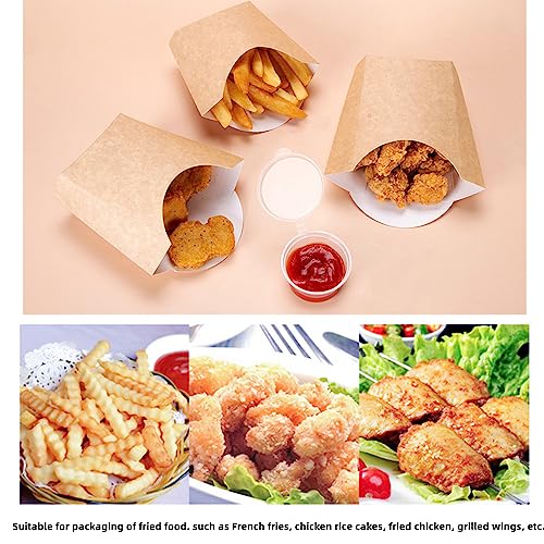 XZJMY 60 Pack 5oz French Fry Containers,Disposable Paperboard French Fries Containers,French Fries Holders, Small Kraft Paper Takeout Boxes for Wedding Birthday Carnival Party (Brown)